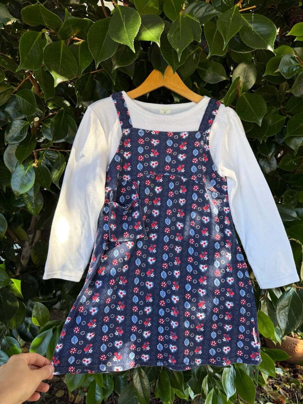 Vintage Healthtex Girl's Floral Jumper Dress with Long Sleeve T-Shirt